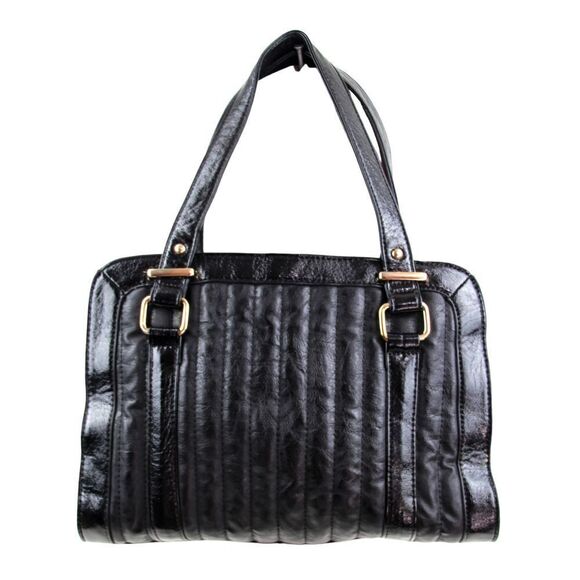 CHARMING CHARLIE STITCHED BLACK POLYURETANE SHOULDER BAG HANDBAG TOTE HOBO PURSE - Picture 1 of 13